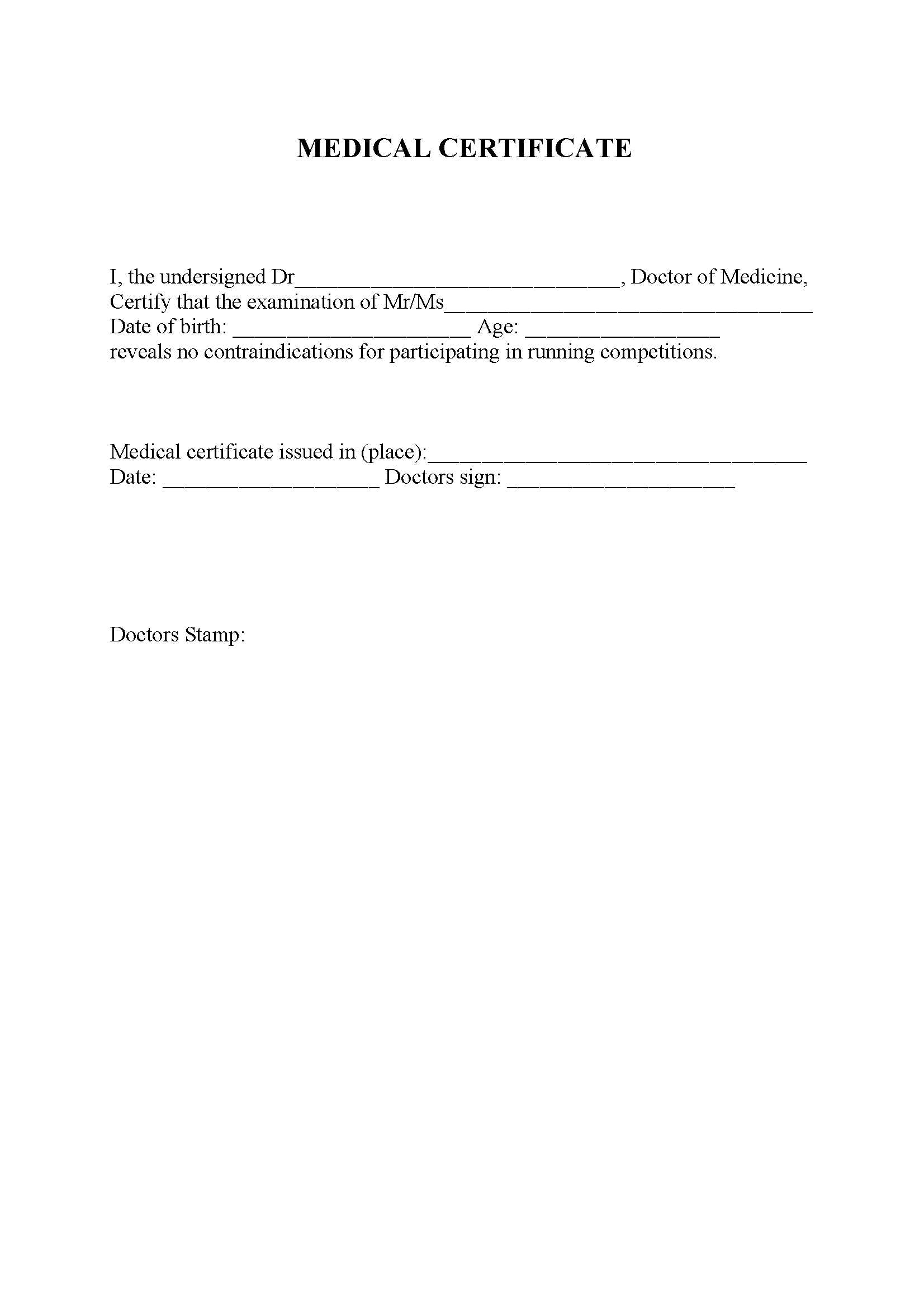 medical certificate format